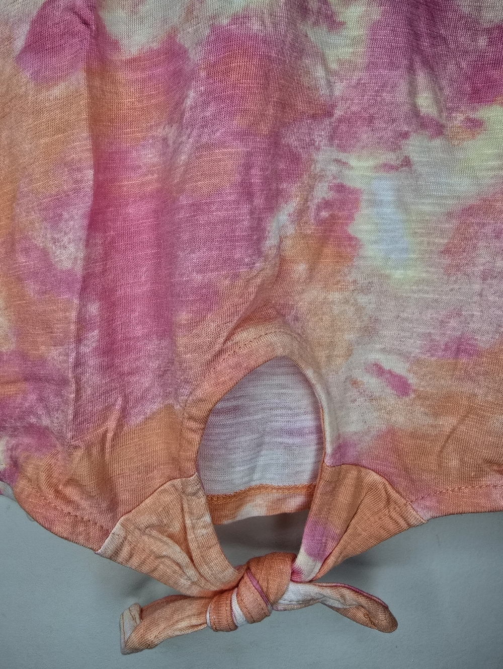 Style & Co Tie-Dyed Henley Sunrise Summer Tank Top XS-L Peach Pink - Picture 6 of 7